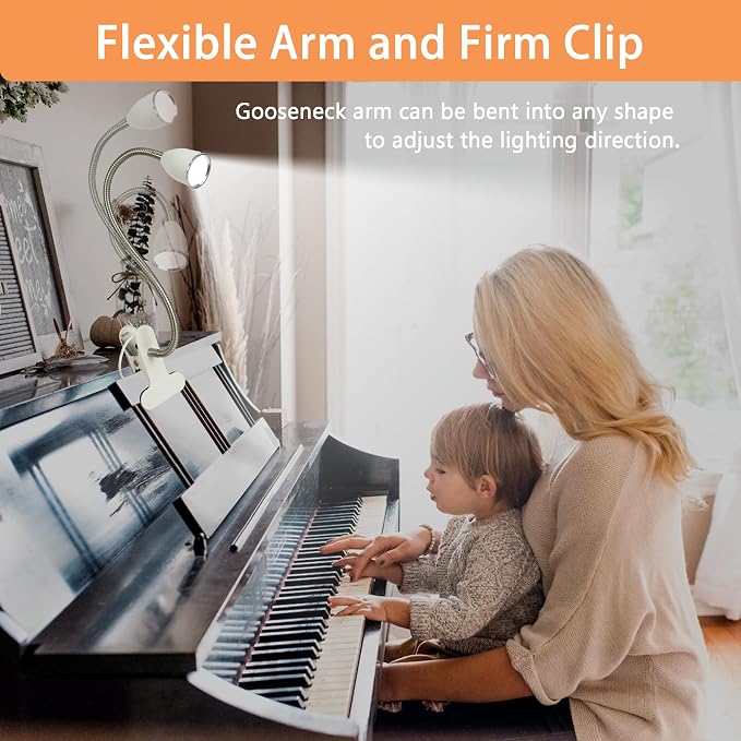 Desk lamp Eye-Caring Table Lamps, 360°Rotation Gooseneck Clip on Lamp Reading - Image 5