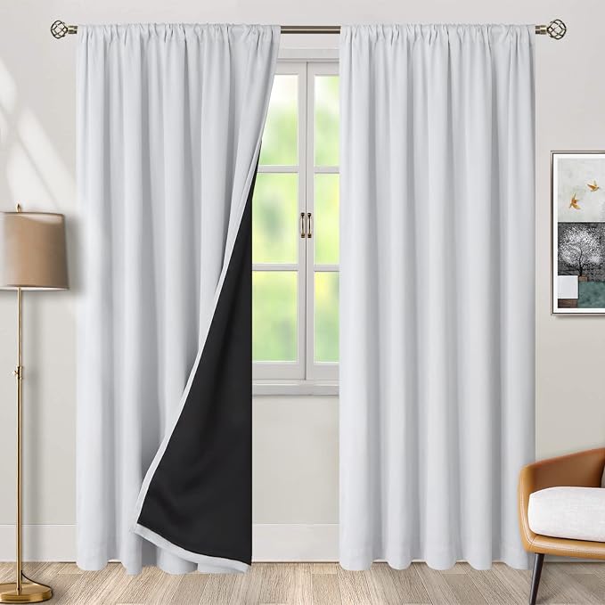 BGment Greyish White 100% Blackout Curtains 84 Inches Long - Image 2