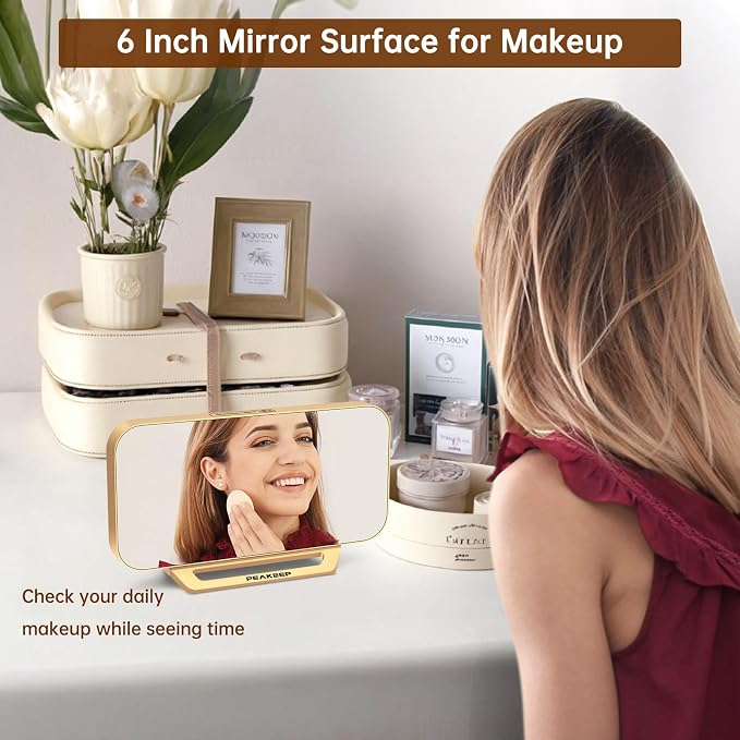 Peakeep Slim Digital Mirror Aesthetic Alarm Clock - Image 3