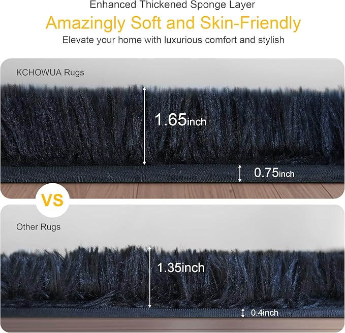 3x5 Thick Black Fluffy Shag Rug - Image 2
