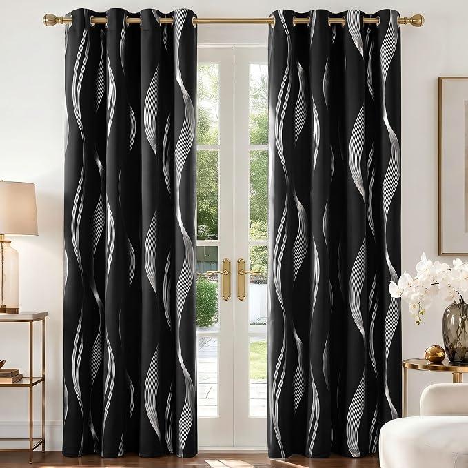 Deconovo Curtains for Living Room, Pattern Blackout Curtains 90 Inches Long | by Deconovo