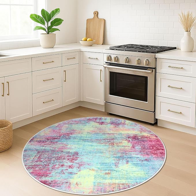 Round Area Rug 5 Ft Circle Entryway Rugs Round Washable Door Mat Indoor Entrance - Image 3