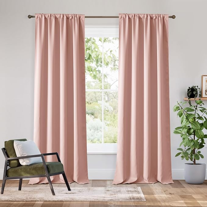 RYB HOME Bedroom Blackout Curtains 80 inches Long, 100% Blackout | Thermal by RYBHOME
