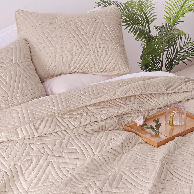 Whale Flotilla Soft Geometric Twin Quilt Set - Image 3
