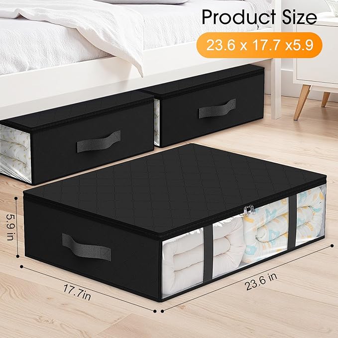 StorageRight Under Bed Storage Bags 4 Pack, 40L Large Clothes & Comforter - Image 2