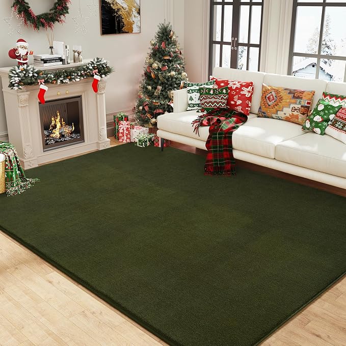 Olive Green Area Rugs for Bedroom Living Room, 6x9 Memory Foam Rug | Thickened - Image 5
