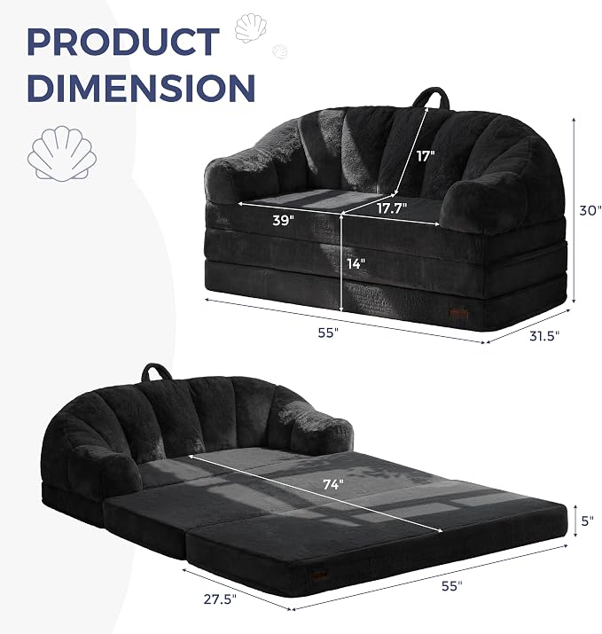 MAXYOYO Folding Sofa Bed, 2 in 1 Convertible Sofa to Lounger | Comfy Loveseat - Image 2
