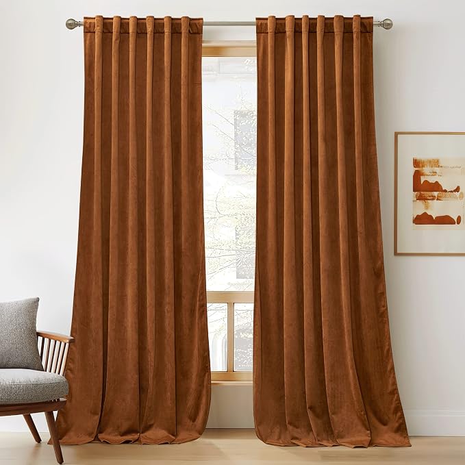 RYB HOME Velvet Curtains 120 inches Long, Extra Long High Ceiling Curtains | by RYBHOME