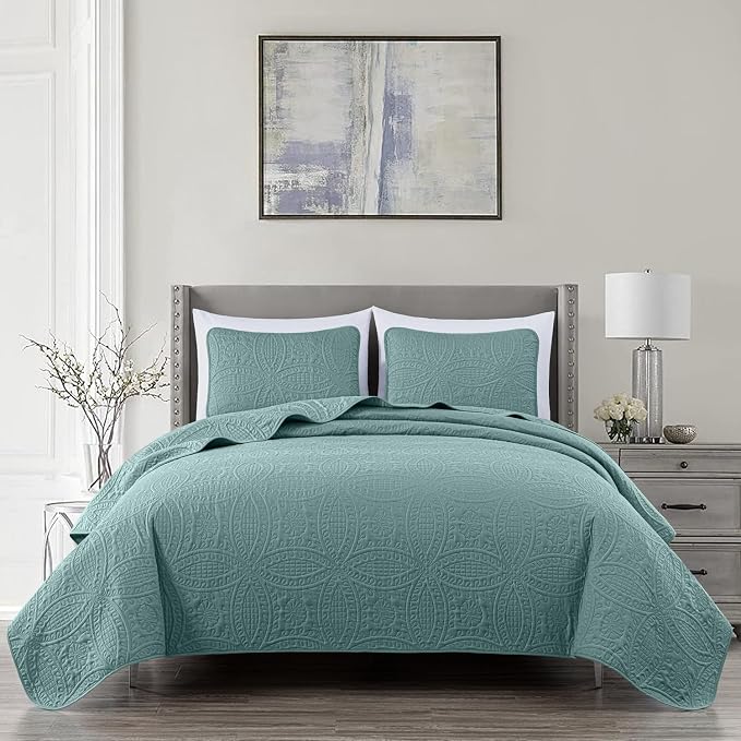 Chezmoi Collection Austin 3-Piece Oversized Bedspread Coverlet Set King - Image 2