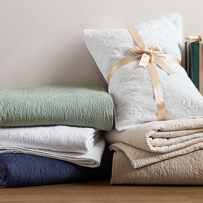 Madison Park Queen Quilt Bedding Set, Cottage-Inspired Damask, Classic Stitch - Image 9
