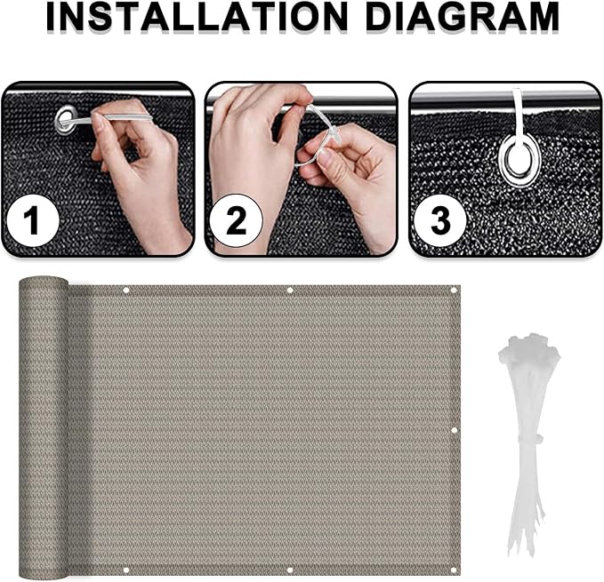 LOVE STORY 3.3' x 19.7' Balcony Privacy Screen Cover, 95% UV Block, Fence Cover - Image 2