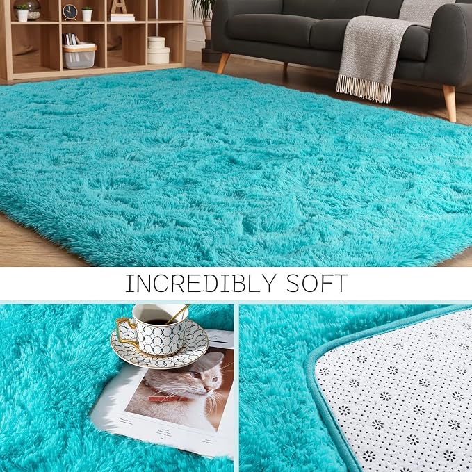 HOMORE 5x8 Area Rug for Living Room, Turquoise Blue Rug for Bedroom | Modern - Image 6