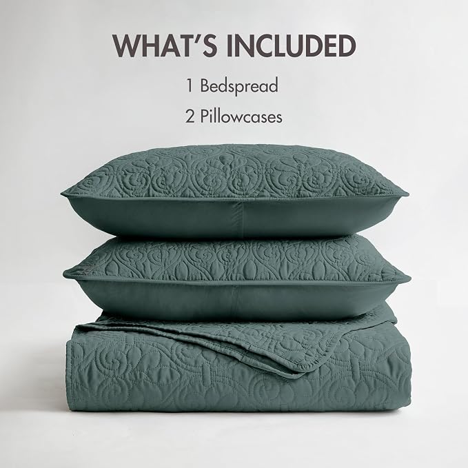 Madison Park King Quilt Bedding Set, Cottage-Inspired Damask, Classic Stitch - Image 9