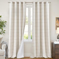 Plaid Blackout Curtains 96 Inch Long, 2 Panels Each 52 Wide, Natural | Linen by Lajode