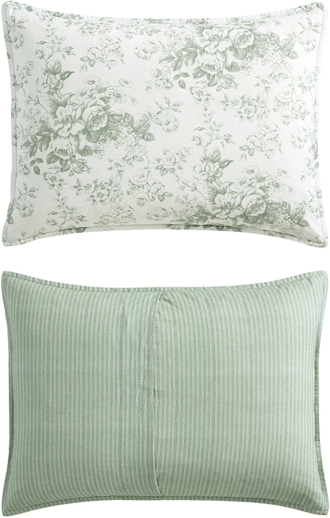 Laura Ashley - Twin Comforter Set, Cotton Floral Bedding - Image 8