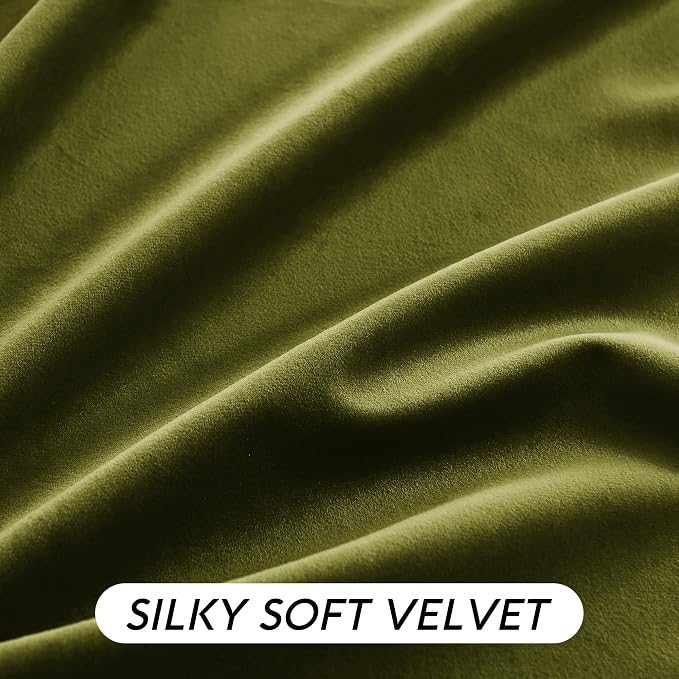 RYB HOME Moss Green Velvet Blackout Curtains 84 inches Long - Image 5