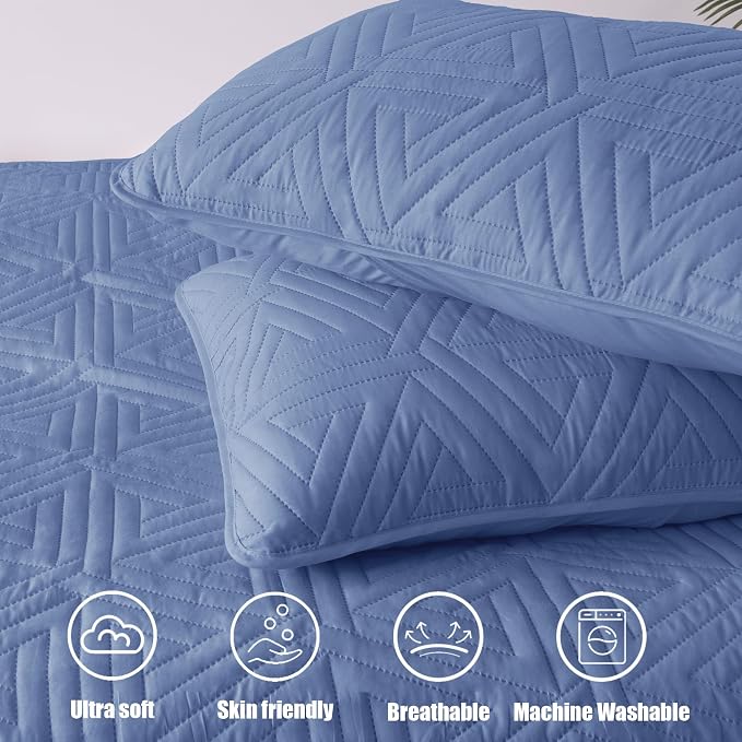 Whale Flotilla Soft Geometric Twin Quilt Set - Image 6