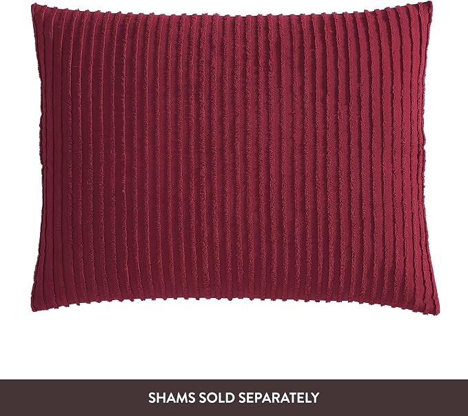 Beatrice Home Fashions Twin Channel Chenille Bedspread, Burgundy | Soft - Image 5