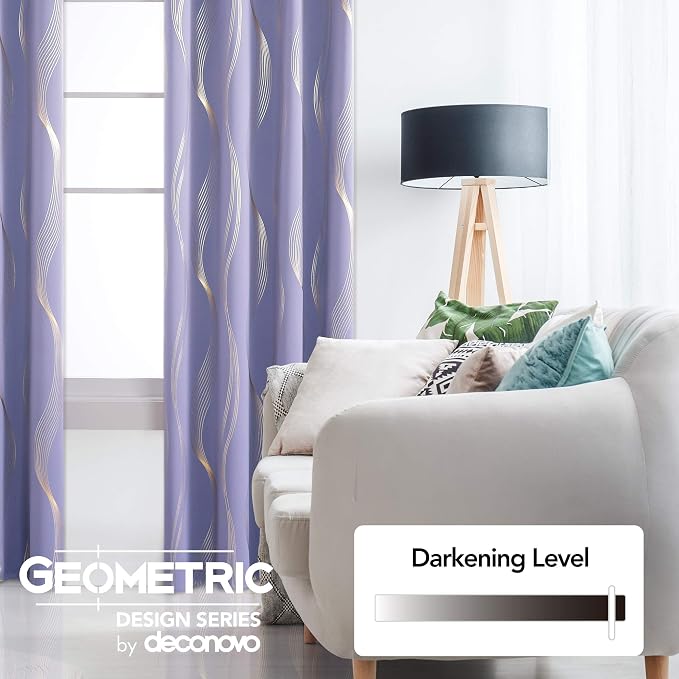 Deconovo Curtains for Living Room, Pattern Blackout Curtains 90 Inches Long | - Image 3