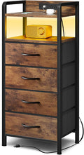 Lazzanto Nightstand with Rear Charging Station, LED Light, 4 Drawers, 2 USB-A by Lazzanto