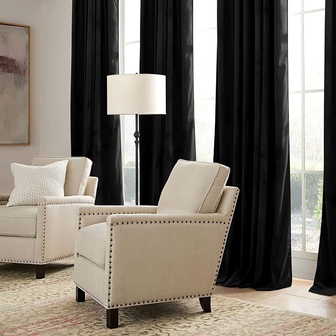 RYB HOME Velvet Curtains 102 inches Long, Extra Long High Ceiling Curtains | - Image 6