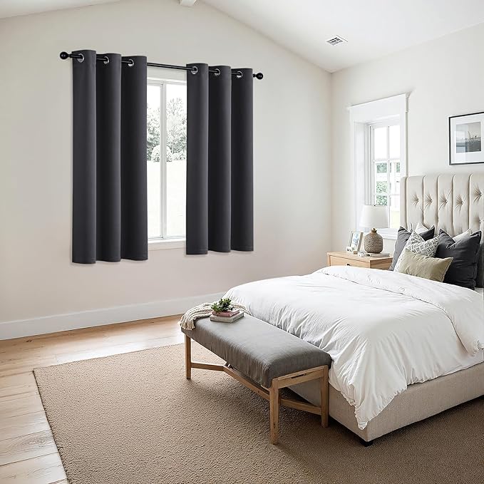 MIULEE Blackout Curtains for Bedroom 2 Panels 40 x 45 Inch Long Dark Grey | - Image 6