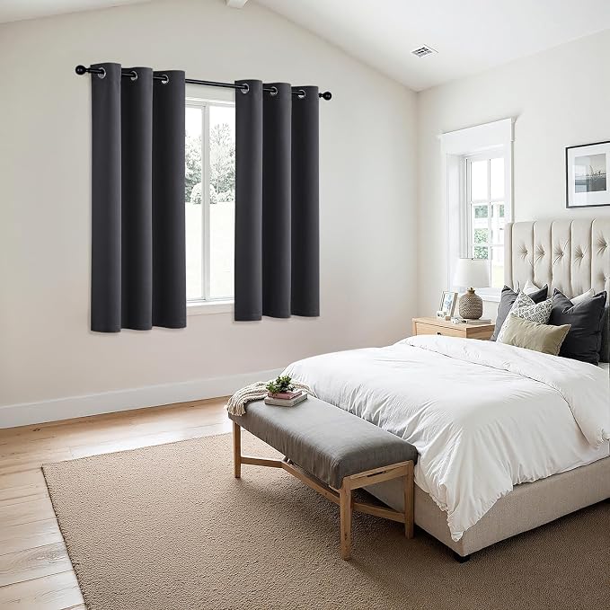 MIULEE Blackout Curtains for Bedroom 2 Panels 40 x 50 Inch Long Dark Grey | - Image 6