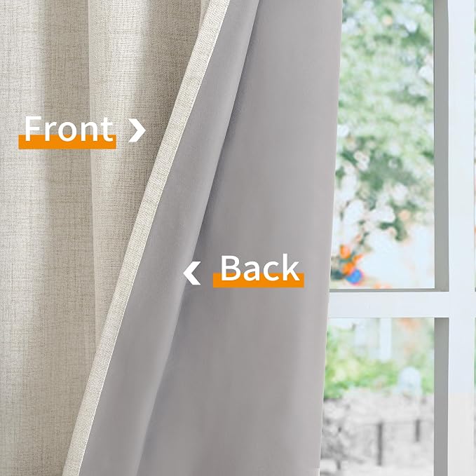 YoungsTex Linen Farmhouse Blackout Curtains 63 Inch Length 2 Panels Set | - Image 7