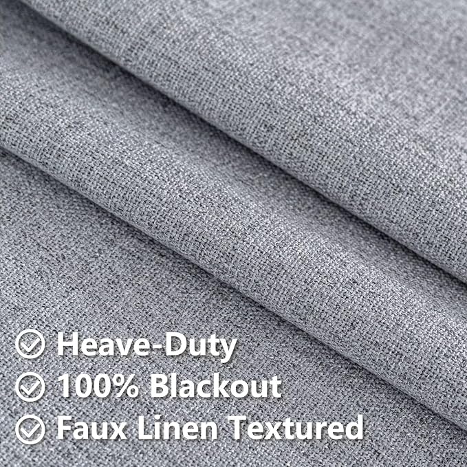 100% Blackout Curtains 84 inch Length 1 Panel Faux Linen Long Drapes - Image 4