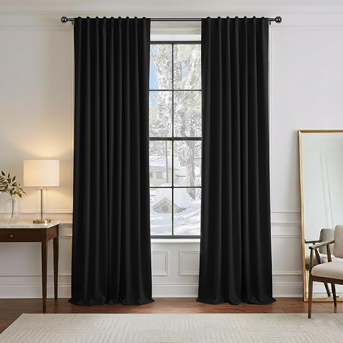 PONY DANCE Blackout Curtains 90 inches Long, 2 Panels | Room Darkening Floor by PONYDANCE