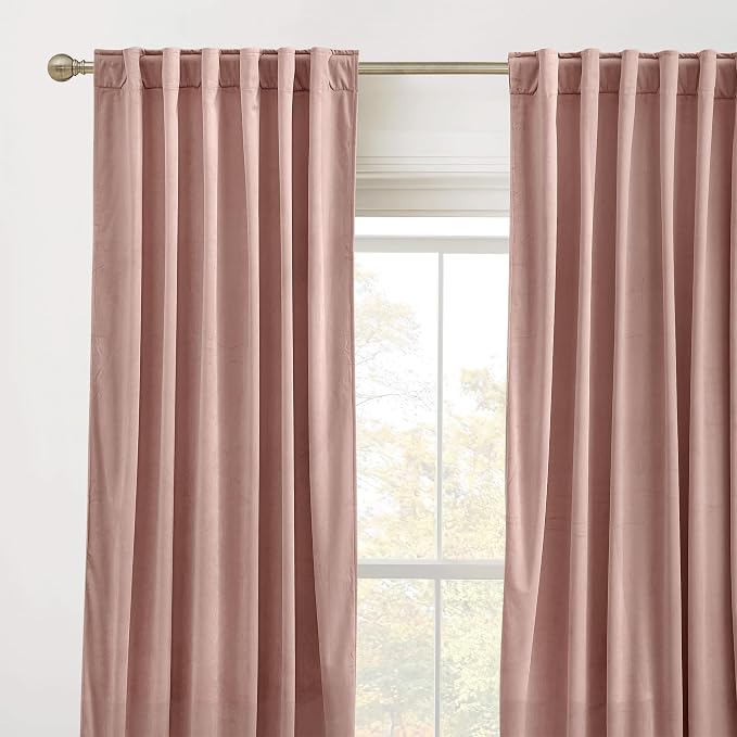 RYB HOME Dusty Pink Velvet Curtains 84 inches - Image 2