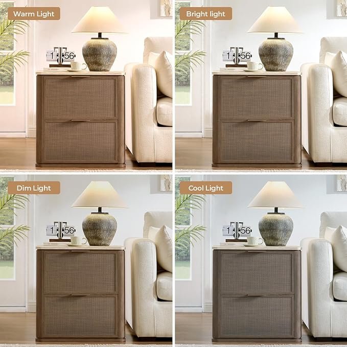 Night Stand Set of 2, 23.11" W Rattan Nightstand - Image 8