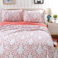 ROOMLIFE Quilt Set King Size 3D Floral Embroidery Pattern 3-Piece Cotton by ROOMLIFE