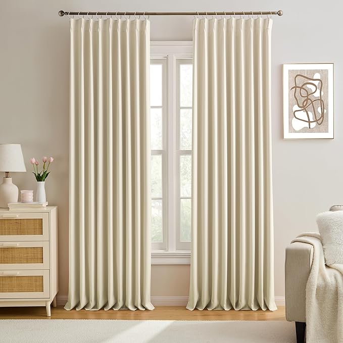 Pinch Pleat Blackout Slider Door Curtains Pair by KEQIAOSUOCAI