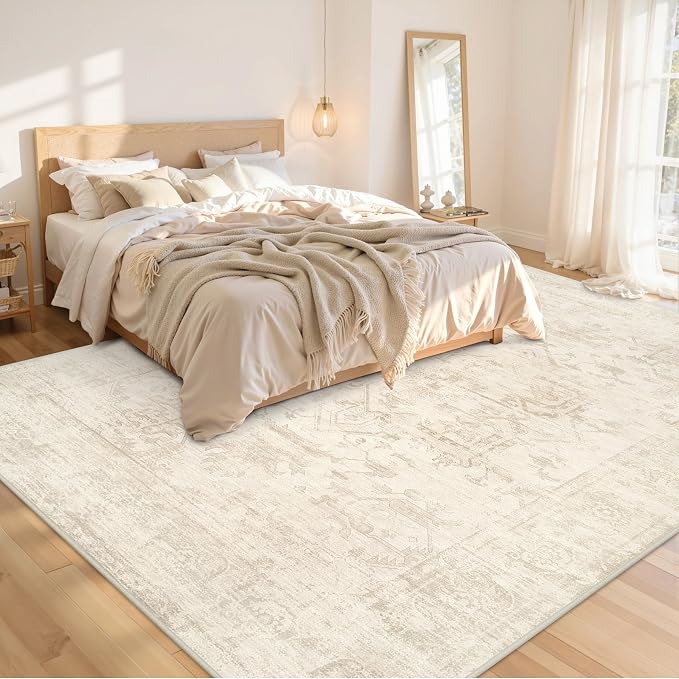 10x14 Area Rugs Living Room: Bedroom Washable Carpet Beige/Brown | Large - Image 2
