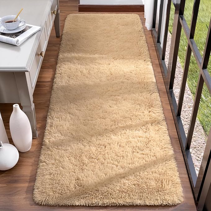 HOMORE 2x6 Runner Rugs for Bedroom, Light Tan Runner Rug for Hallway Entryway - Image 6
