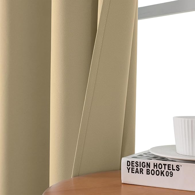 CUCRAF Beige Blackout Curtains 96 inch Length 2 Panels Set, Room Darkening - Image 7
