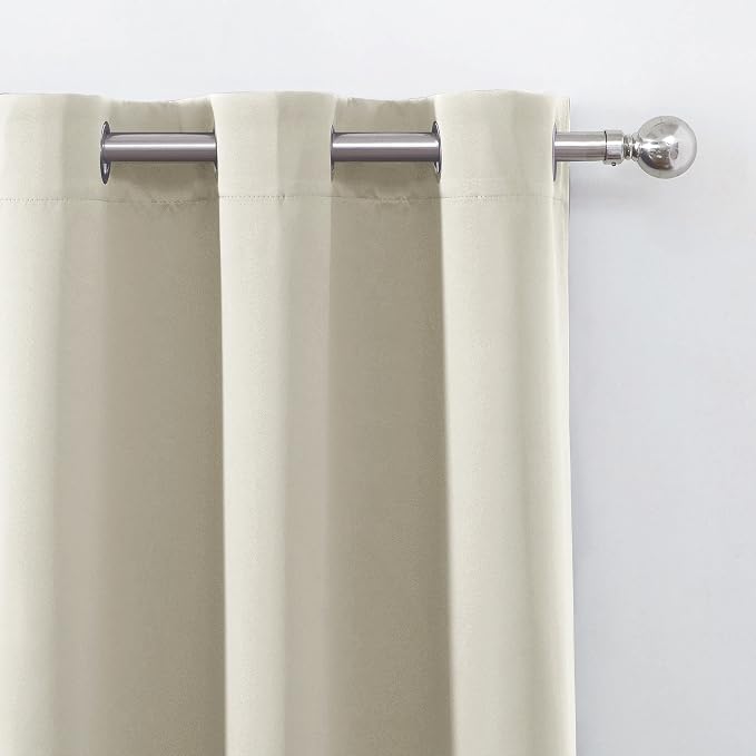 100% Blackout Curtains with Black Liner 52 x 95 Inch/Light Beige Curtains 2 - Image 7