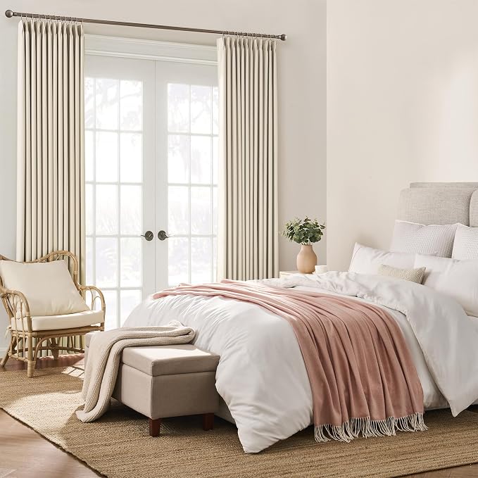 Pinch Pleated Curtains 105 Inches Long, Memory Shape Room Darkening Soundproof - Image 3