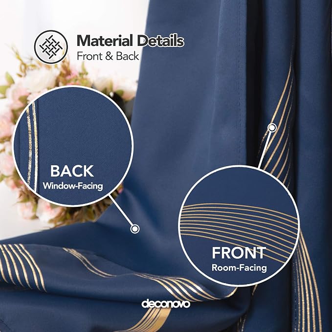 Deconovo Curtains for Living Room, Pattern Blackout Curtains 45 Inches Long | - Image 5