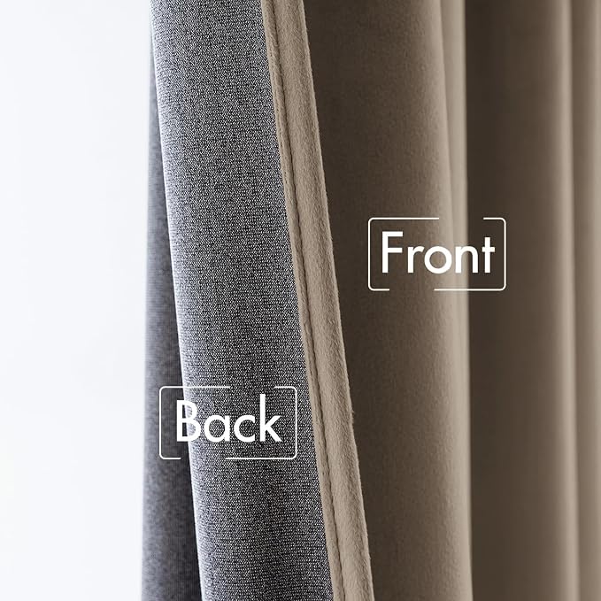 MIULEE Velvet Curtains 52x96 inches 2 Panels Light Taupe Blackout Curtains | - Image 6