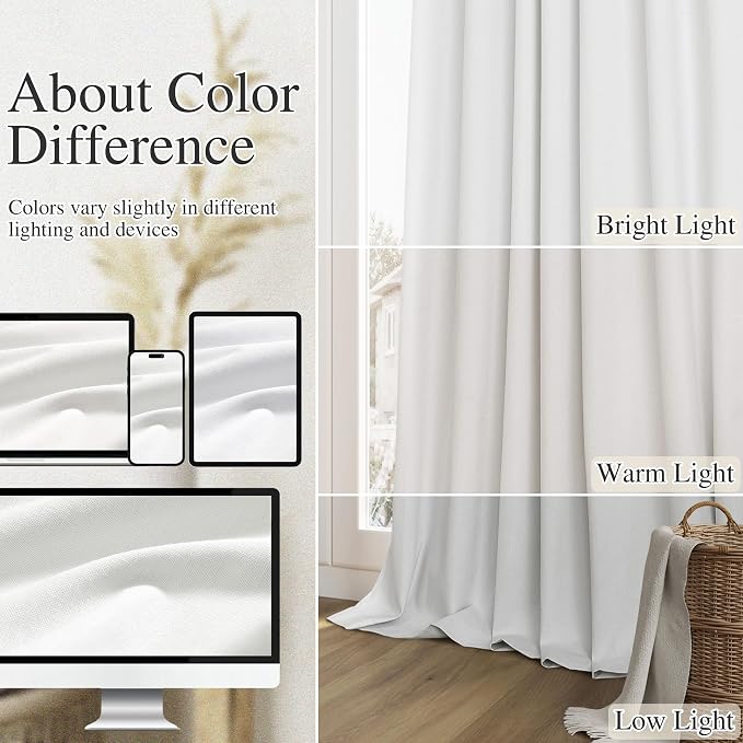 100% Blackout Extra Wide 100 Inch Linen Silding Door Curtains 90 Inches Long - Image 7