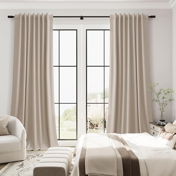 100% Blackout Linen Ceiling to Floor Curtains 96 Inch Long 8 FT - Image 4