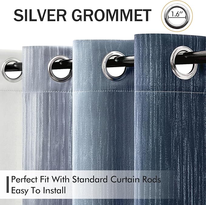 MIULEE Navy Blue and Greyish White Ombre Blackout Curtains 52Wx84L Set of 2 | - Image 5