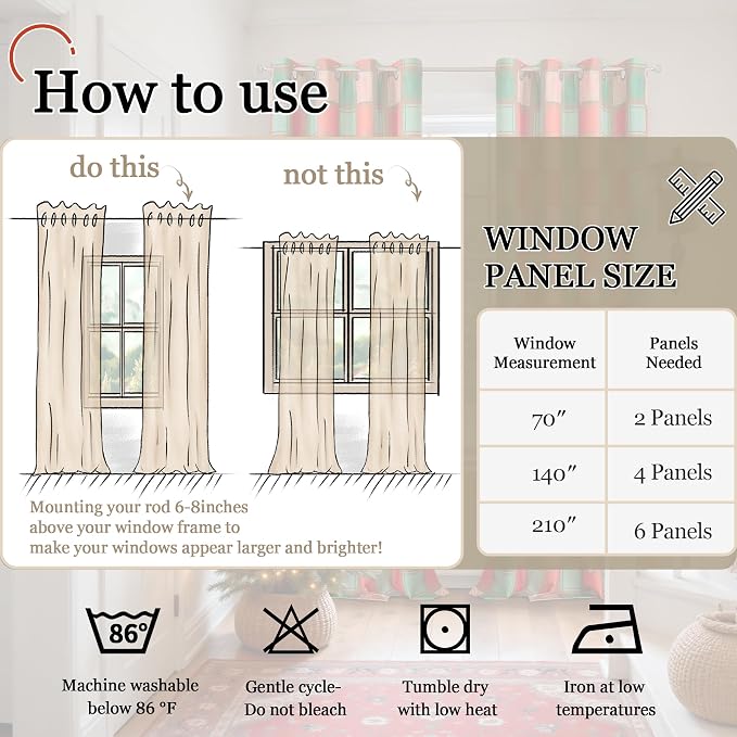 Red Green Linen Blackout Curtains - Image 9