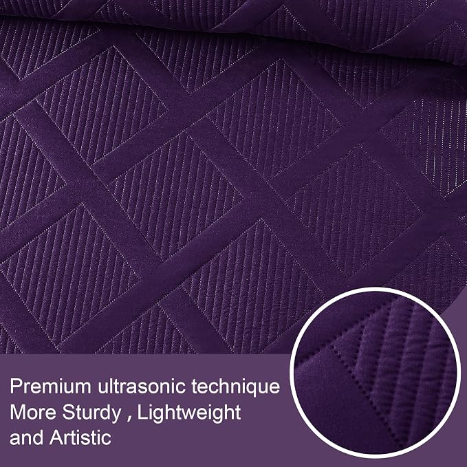 Exclusivo Mezcla Quilt King Size, Deep Purple | Soft Bedspreads - Image 4