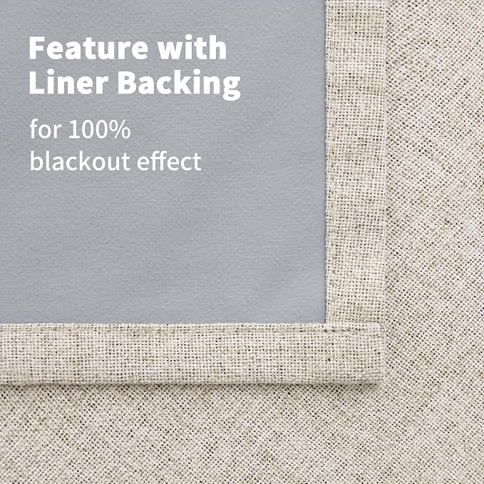 YoungsTex Linen Blackout Curtains 48 Inch Length, Short Bedroom Drapes | - Image 7