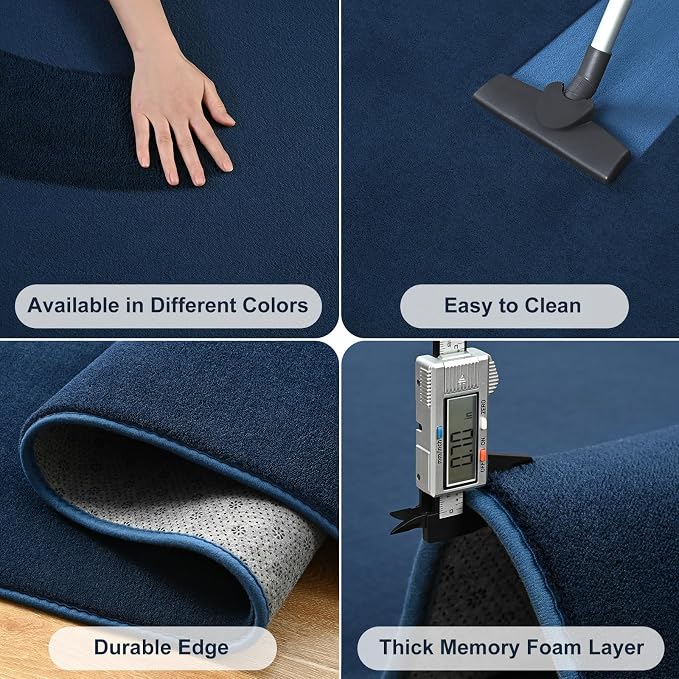Navy Blue Area Rugs for Bedroom Living Room, 5x8 Memory Foam Rug | Thickened - Image 7