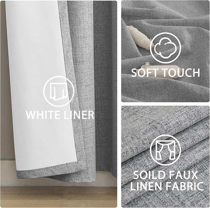 Yakamok Dove Grey Linen Textured Curtains 84 Inches Long - Image 6