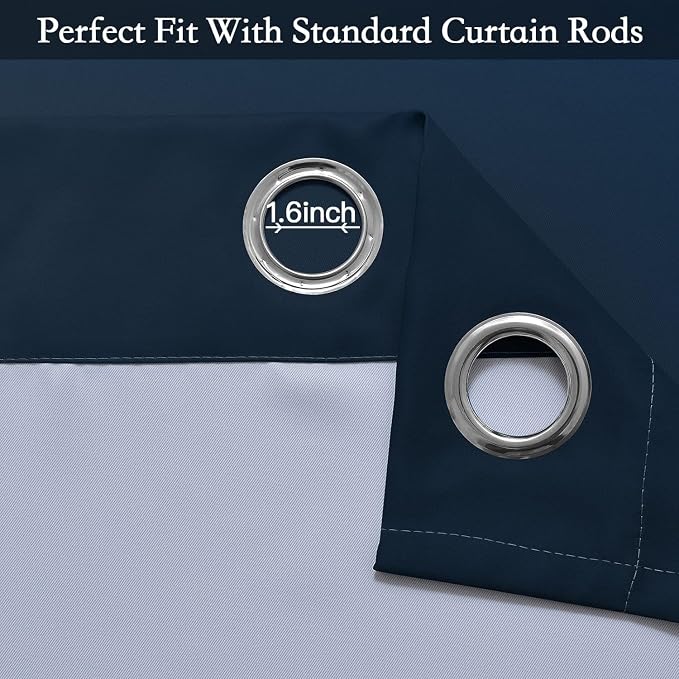 SimpleHome Ombre Navy Blue to Grey White Curtains - Image 3